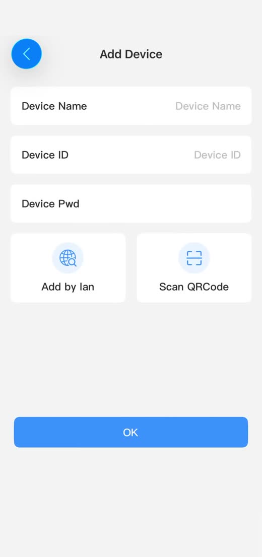 tCam Add Device form with Add by lan