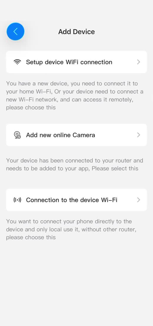 tCam Add Device options