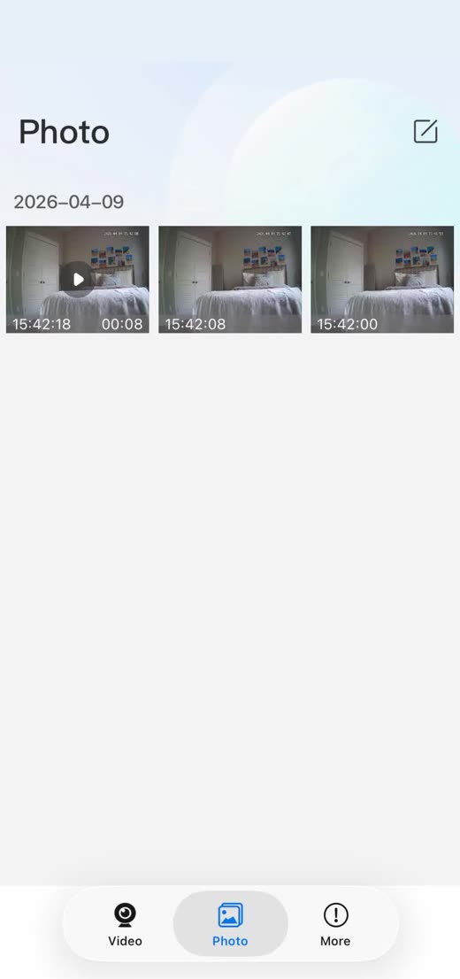 tCam bottom bar Video tab