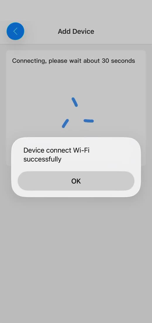 tCam WiFi success dialog