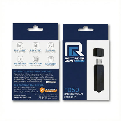 FD50 voice activated recorder 25-day battery life