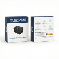 RecorderGear RG50 USB charger nanny camera packaging and box