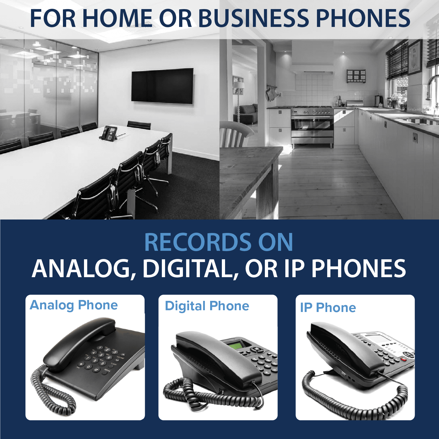 Landline phone recorder loop recording 16GB 1024 hours