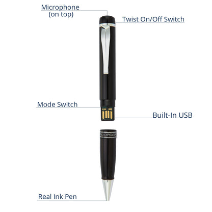 Professional pen recorder concealed mode switch