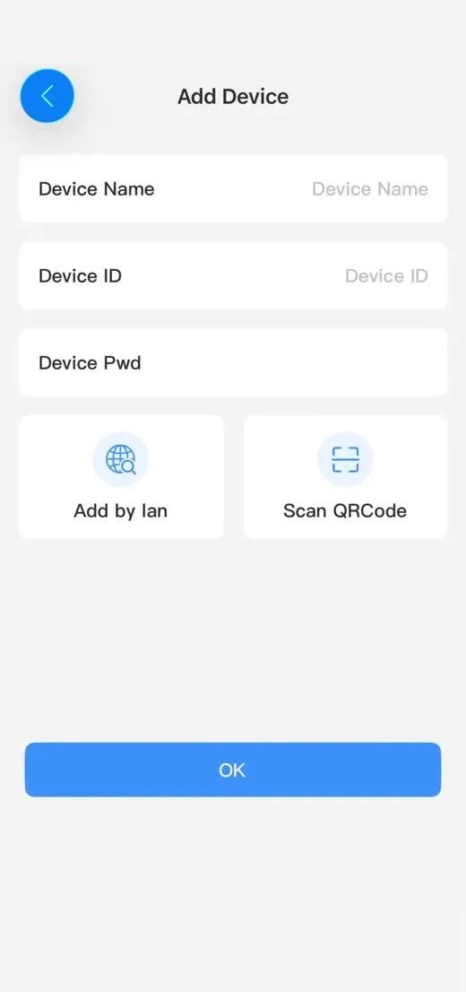 tCam Add Device form with Add by lan