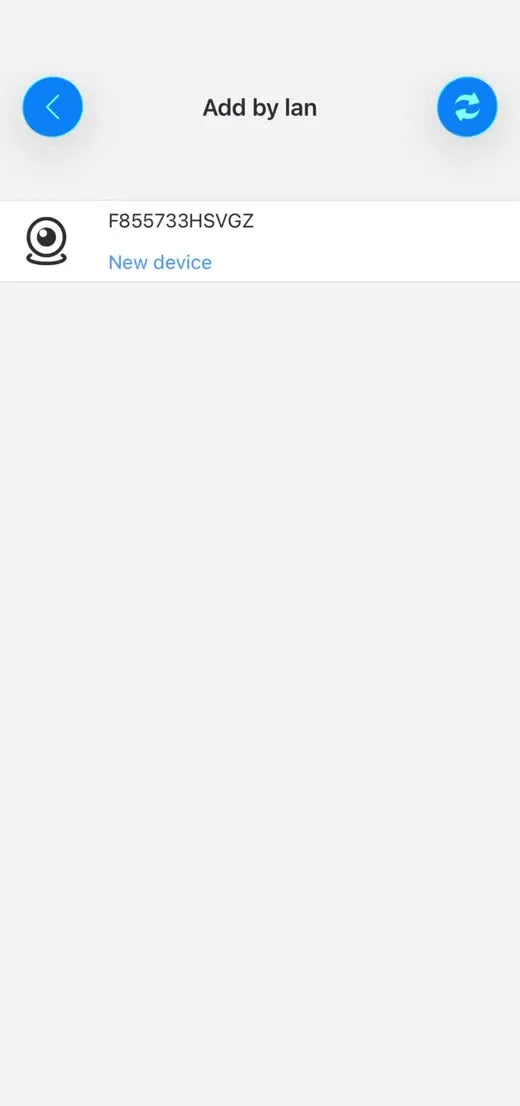 tCam Add by lan search result